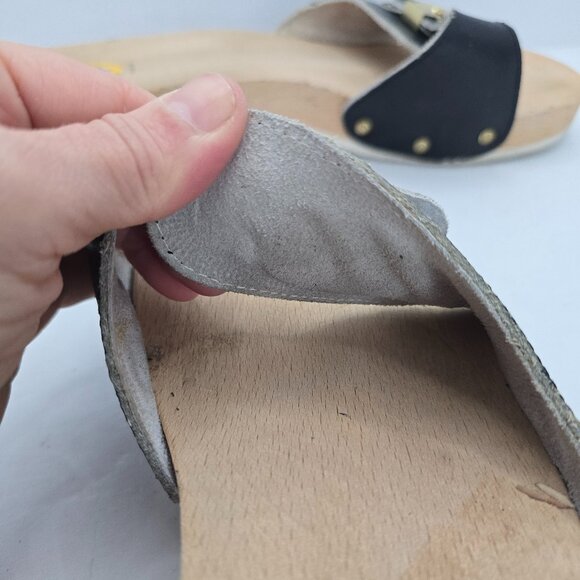 vintage Dr. Scholl's | black leather 'Original Exercise' retro sandals | WMS 10 - Picture 5 of 9